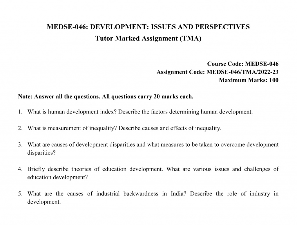 IGNOU MEDSE-46 - Development Issues and Perspectives Latest Solved Assignment-July 2022 – January 2023