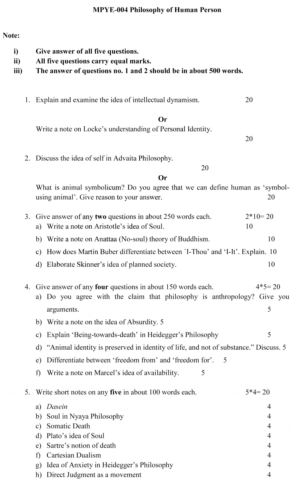 IGNOU MPYE-04 - Philosophy of Human Person Latest Solved Assignment-December 2022 - June 2023