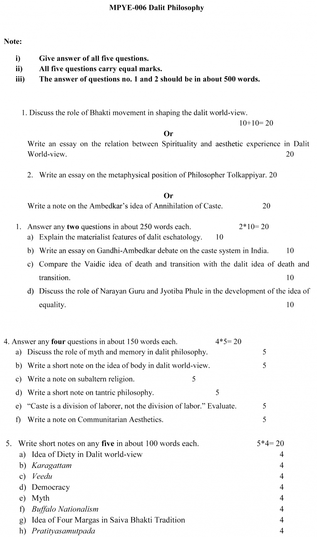 IGNOU MPYE-06 - Dalit Philosophy Latest Solved Assignment-December 2022 - June 2023