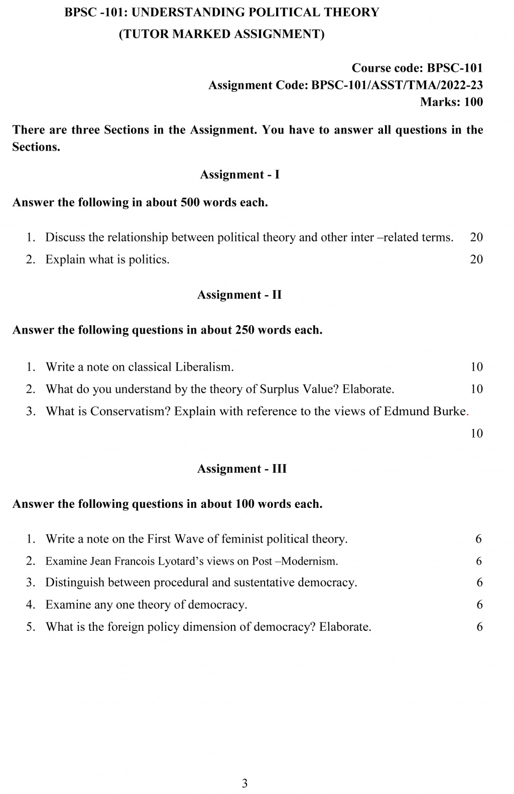 IGNOU BPSC-101 - Understanding Political Theory, Latest Solved Assignment-July 2022 – January 2023