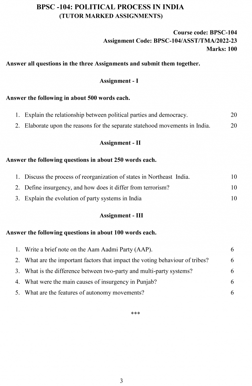 IGNOU BPSC-104 - Political Process in India, Latest Solved Assignment-July 2022 – January 2023