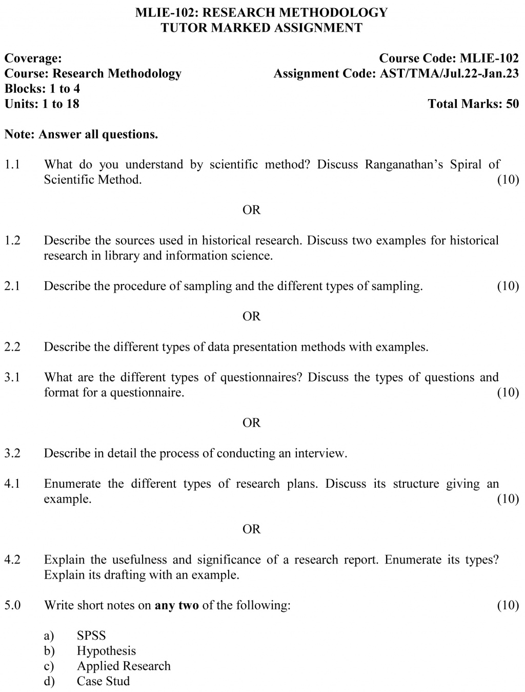 IGNOU MLIE-102 - Research Methodology, Latest Solved Assignment-July 2022 – January 2023