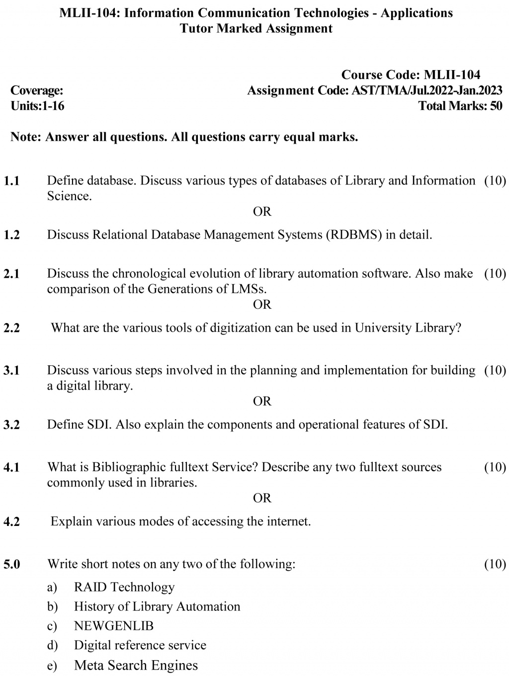 IGNOU MLII-104 - Information Communication Technologies: Applications, Latest Solved Assignment-July 2022 – January 2023