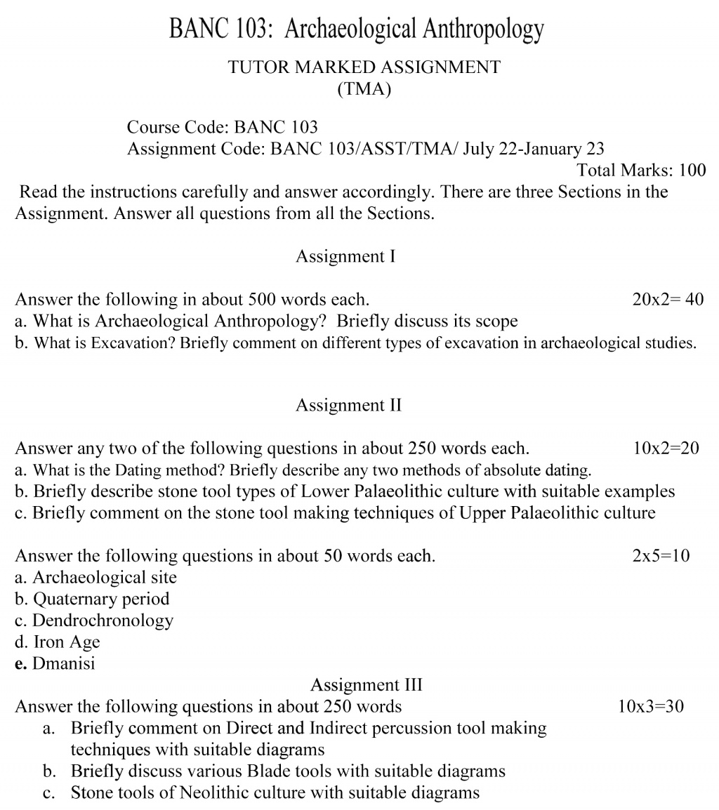 IGNOU BANC-103 - Archaeological Anthropology, Latest Solved Assignment-July 2022 – January 2023