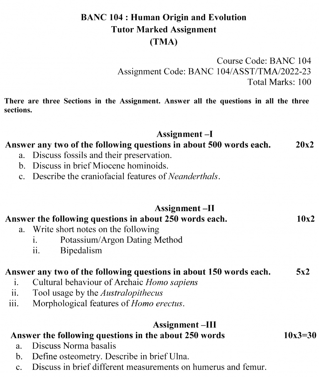IGNOU BANC-104 - Human Origin and Evolution, Latest Solved Assignment-July 2022 – January 2023