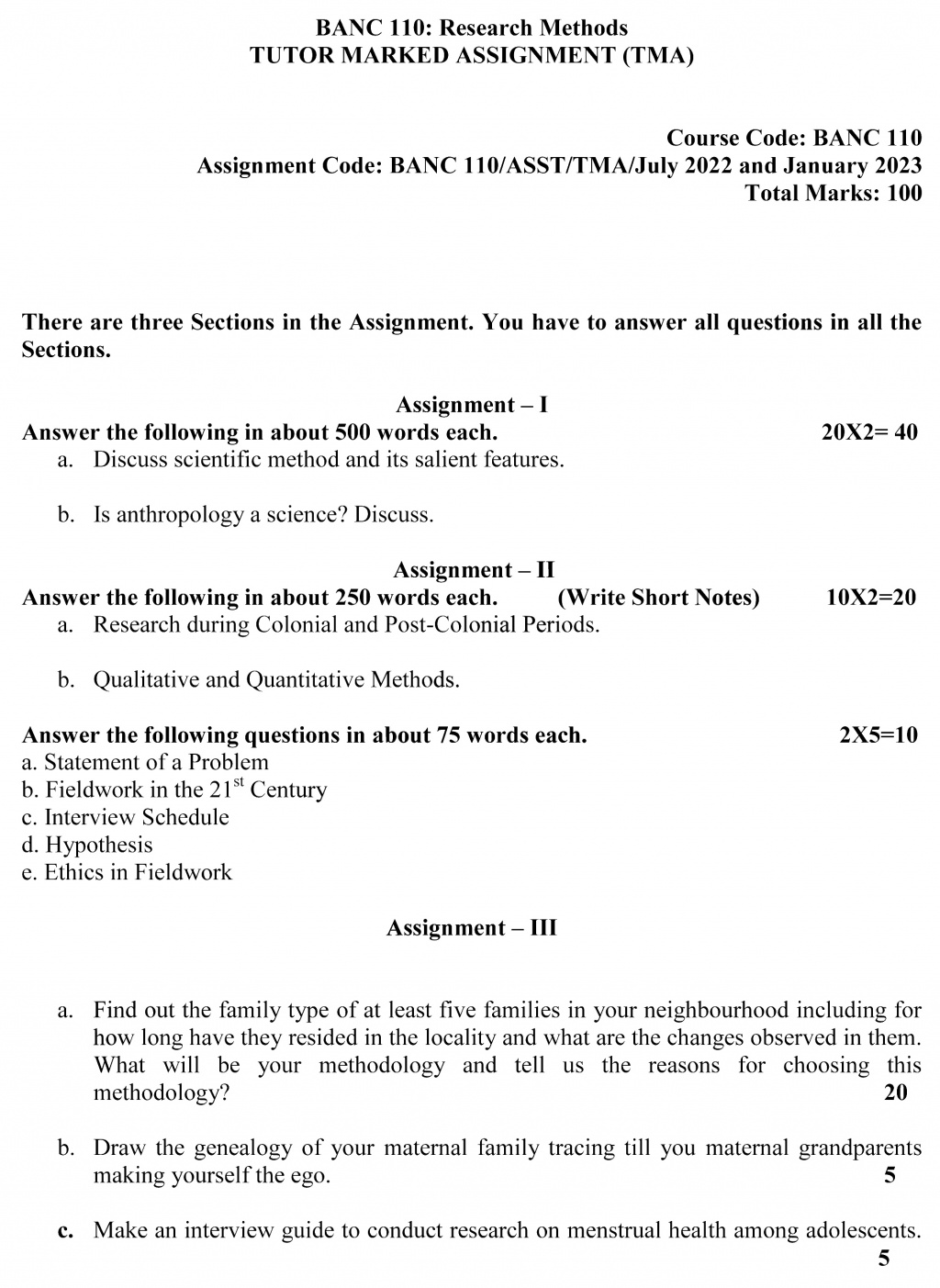 IGNOU BANC-110 - Research Methods, Latest Solved Assignment-July 2022 – January 2023