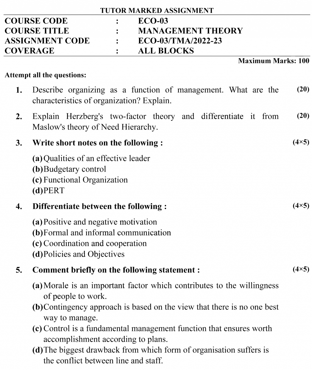 ECO-03 - Management Theory-July 2022 – January 2023