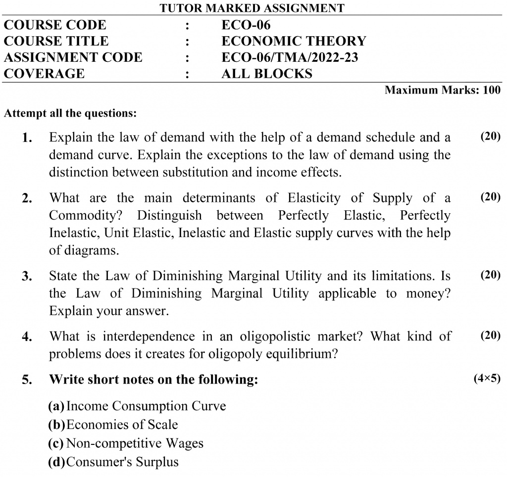 ECO-06 - Economic Theory-July 2022 – January 2023