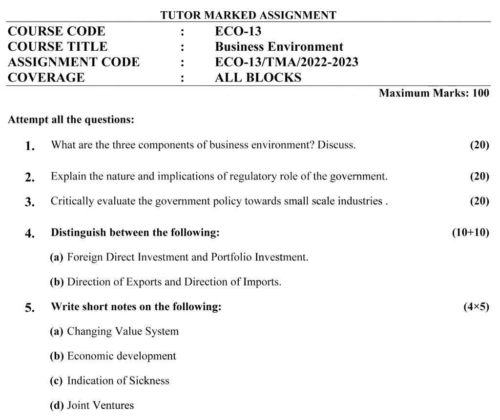 ECO-13 - Business Environment-July 2022 – January 2023