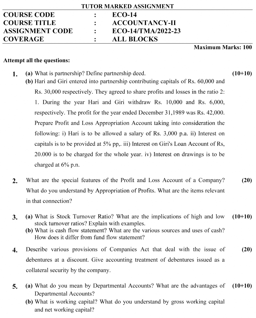 ECO-14 - Accountancy-II-July 2022 – January 2023