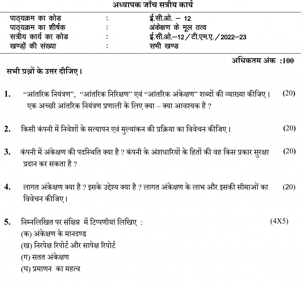 ECO-12 - Elements of Auditing-July 2022 – January 2023