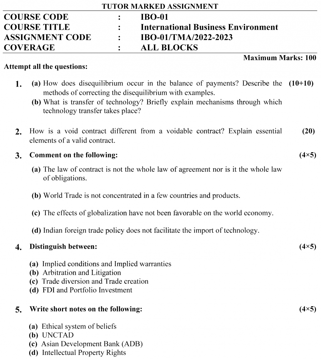 IGNOU IBO-01 - International Business Environment, Latest Solved Assignment-July 2022 – January 2023