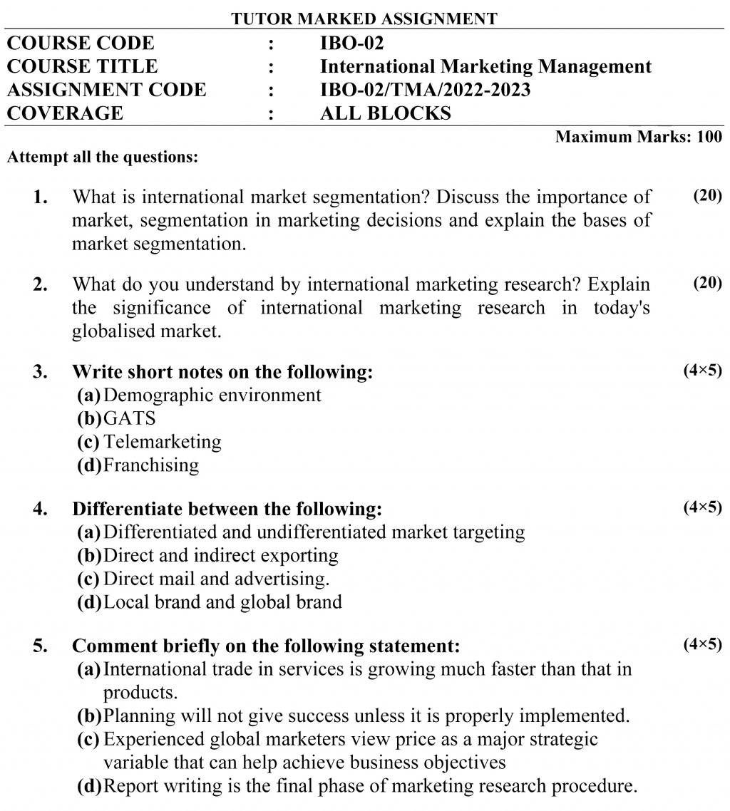 IGNOU IBO-02 - International Marketing Management, Latest Solved Assignment-July 2022 – January 2023