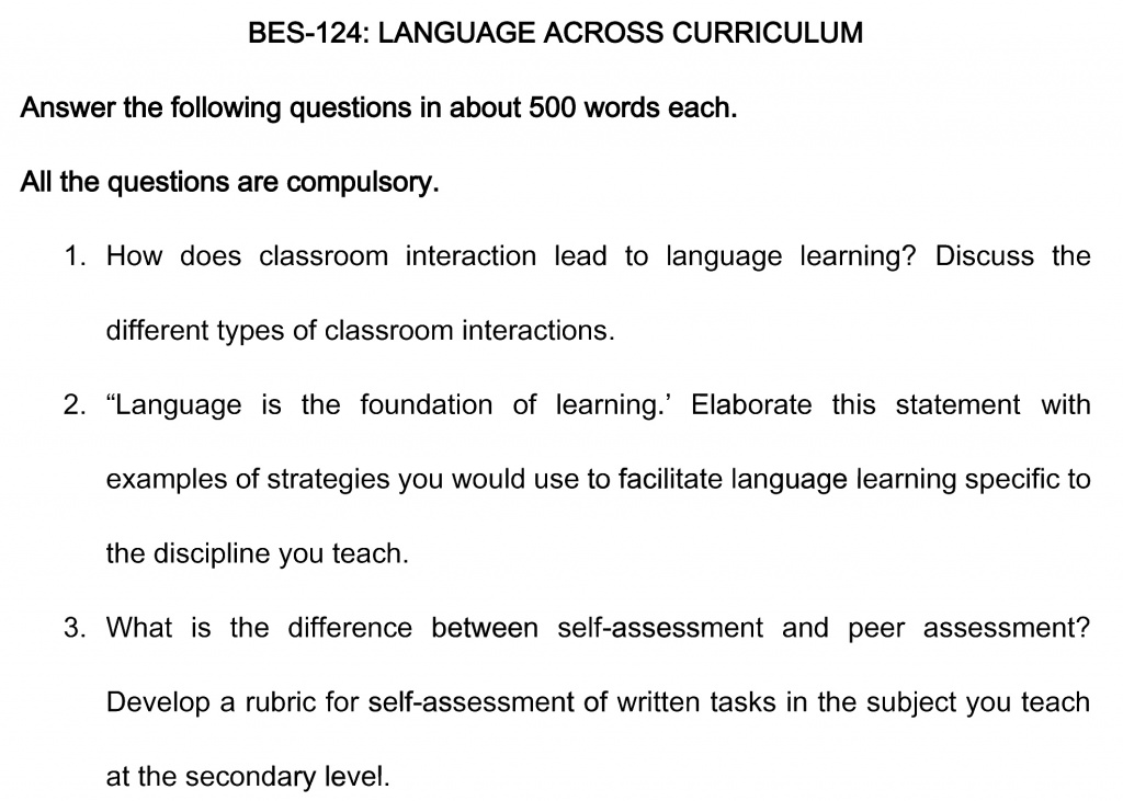 BES-124 - Language Across the Curriculum-January 2021 - July 2021