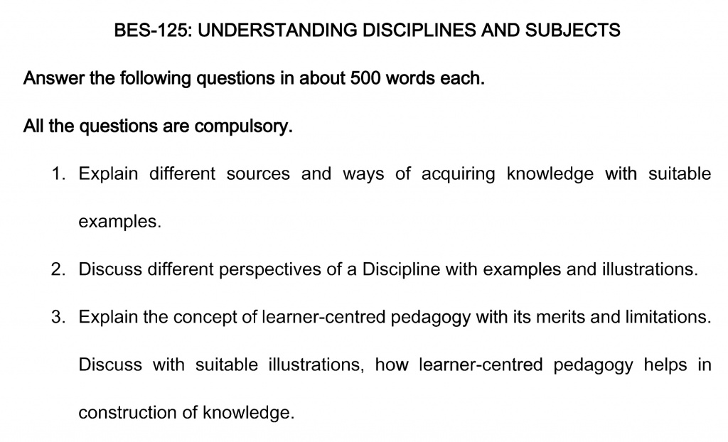 BES-125 - Understanding Disciplines and Subjects-January 2021 - July 2021