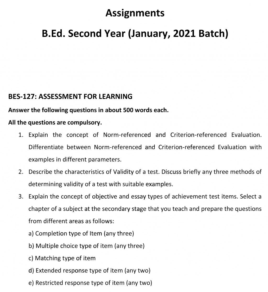 BES-127 - Assessment for Learning-January 2021 - July 2021