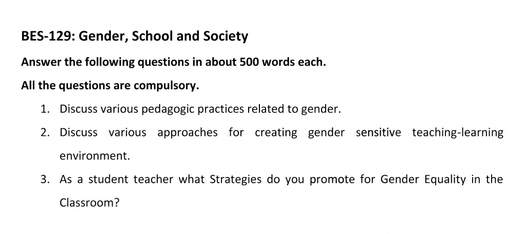 BES-129 - Gender, School and Society-January 2021 - July 2021