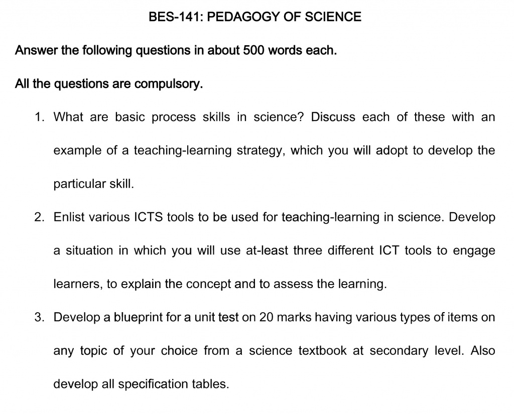 BES-141 - Pedagogy of Science-January 2021 - July 2021