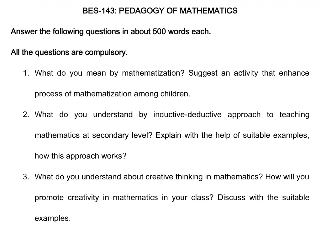 BES-143 - Pedagogy of Mathematics-January 2021 - July 2021