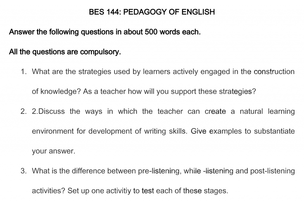 BES-144 - Pedagogy of English-January 2021 - July 2021