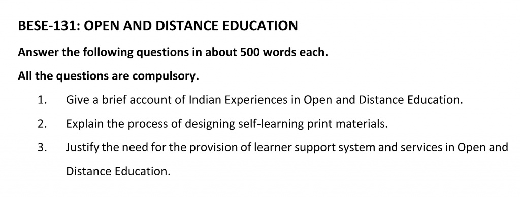 BESE-131 - Open and Distance Education-January 2021 - July 2021