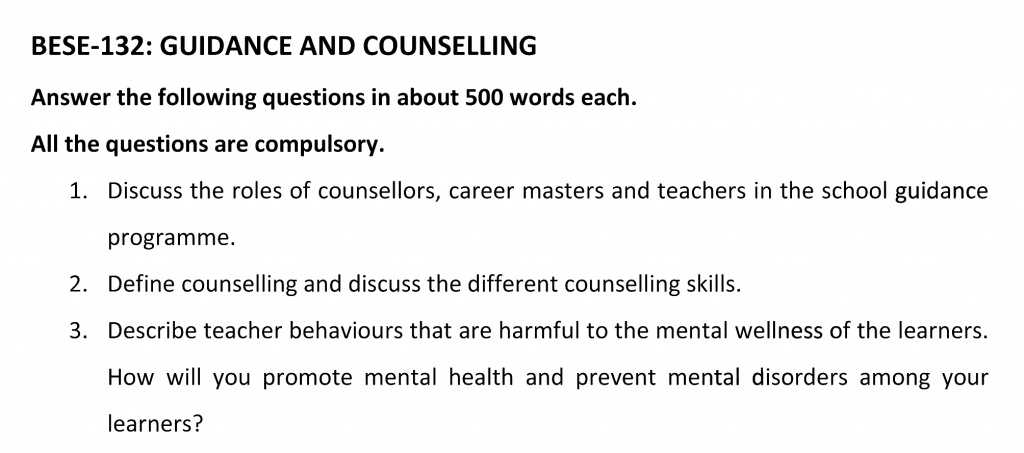 BESE-132 - Guidance and Counselling-July 2021 – January 2022