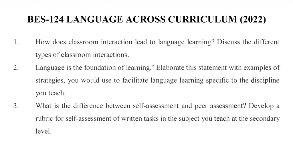 BES-124 - Language Across the Curriculum-January 2022