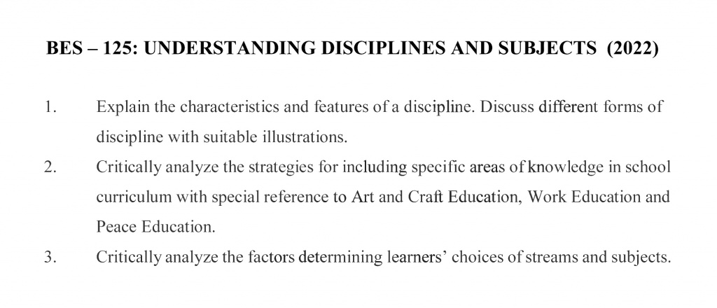 BES-125 - Understanding Disciplines and Subjects-January 2022