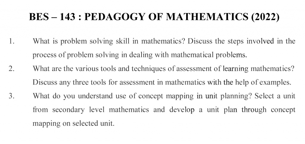 BES-143 - Pedagogy of Mathematics-January 2022