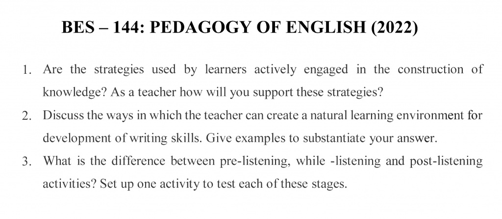 BES-144 - Pedagogy of English-January 2022