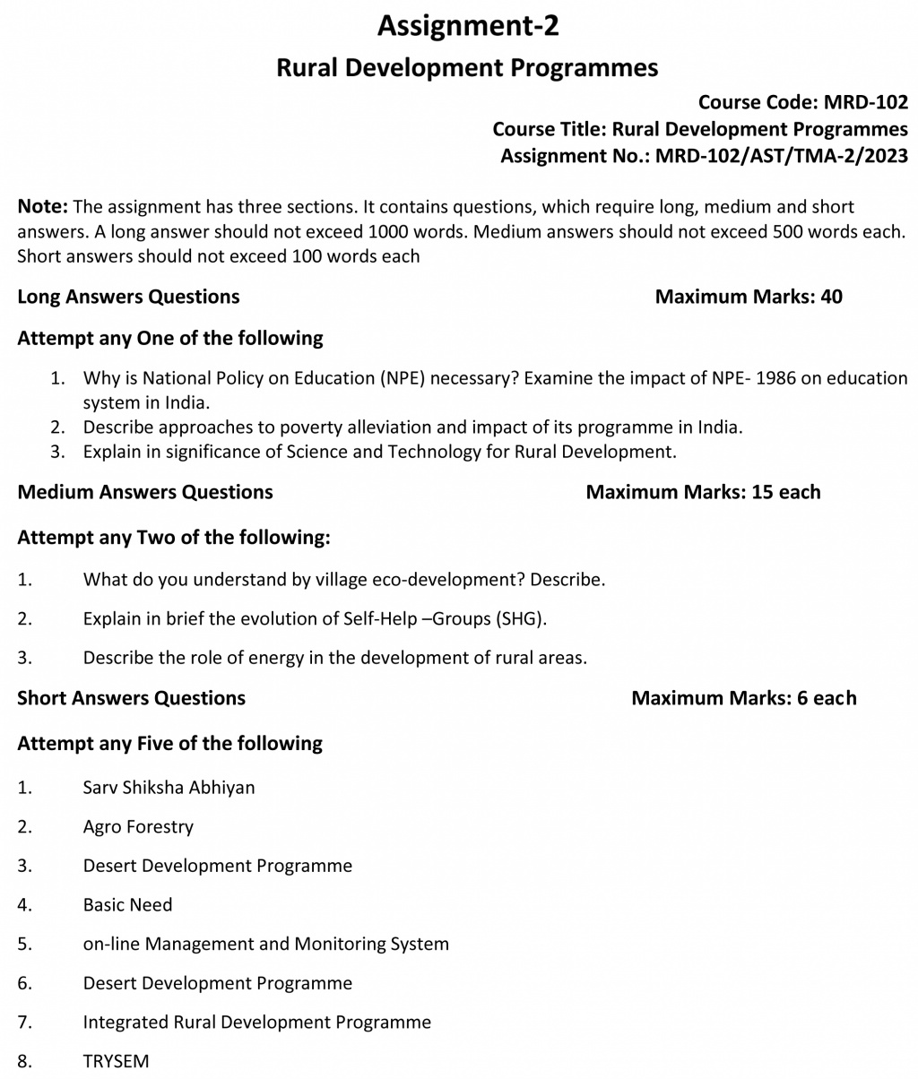 MRD-102 - Rural Development Programmes-July 2022 – January 2023