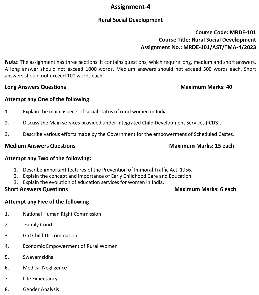 MRDE-101 - Rural Social Development-July 2022 – January 2023