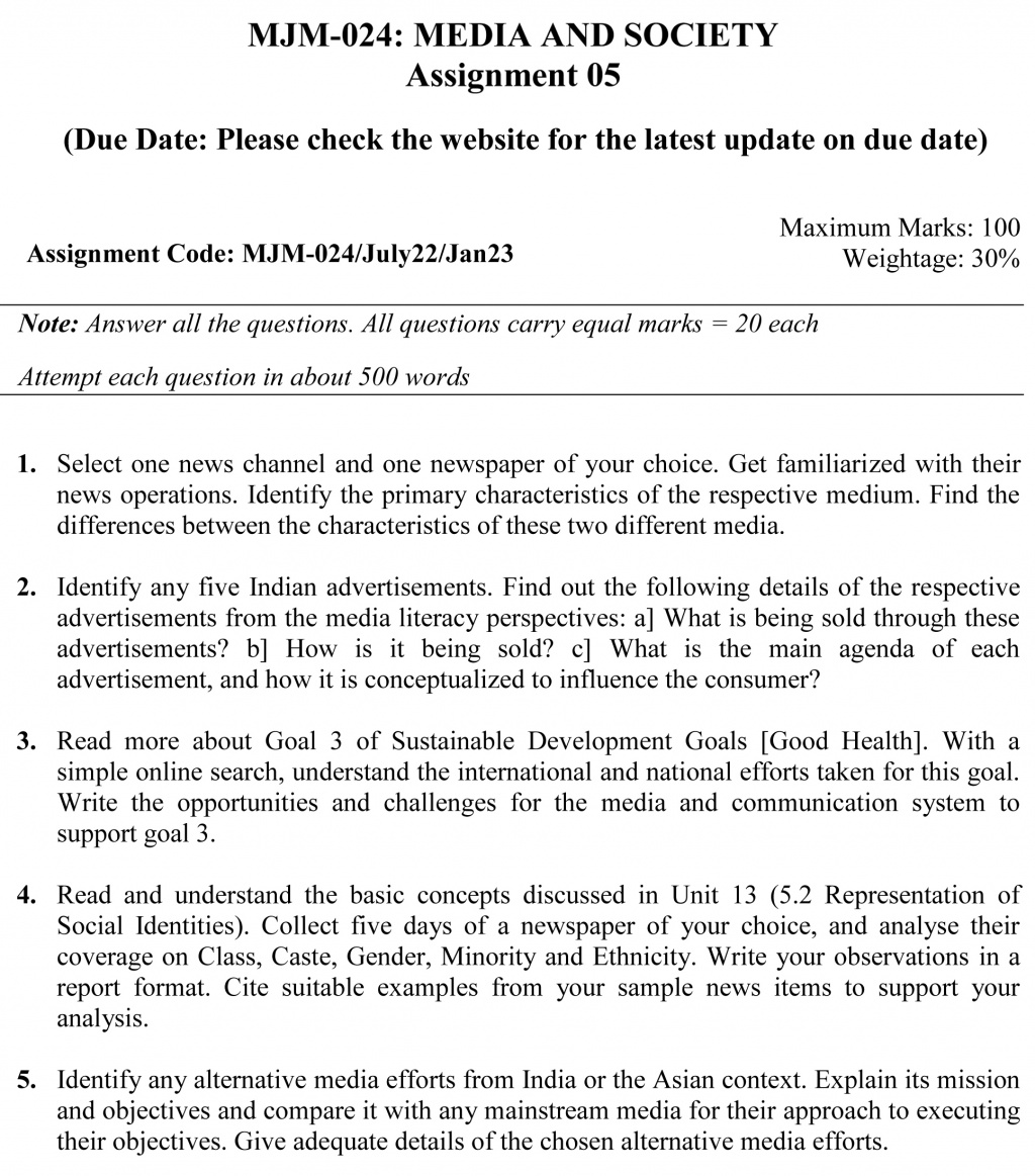 IGNOU MJM-24 - Media and Society, Latest Solved Assignment-July 2022 – January 2023