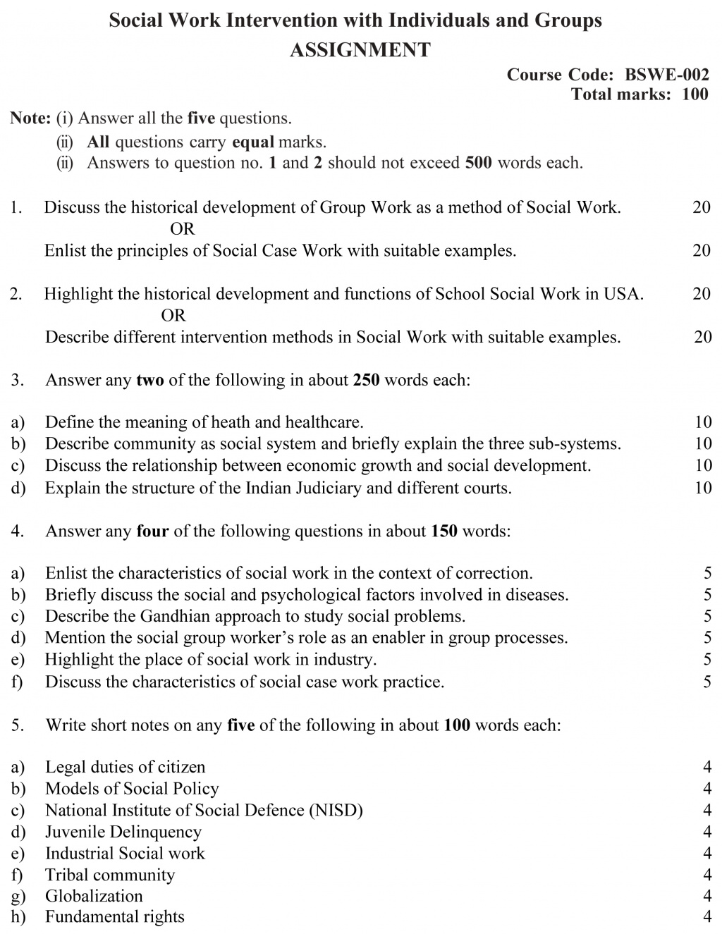 IGNOU BSWE-02 - Social Work Intervention With Individuals and Groups, Latest Solved Assignment-July 2022 – January 2023