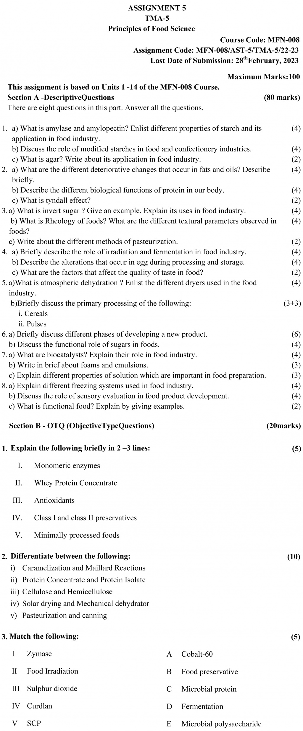 MFN-08 - Principles of Food Science-July 2022 – January 2023