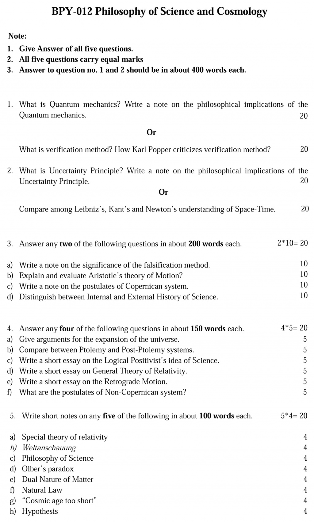 BPY-12 - Philosophy of Science and Cosmology-December 2022 - June 2023