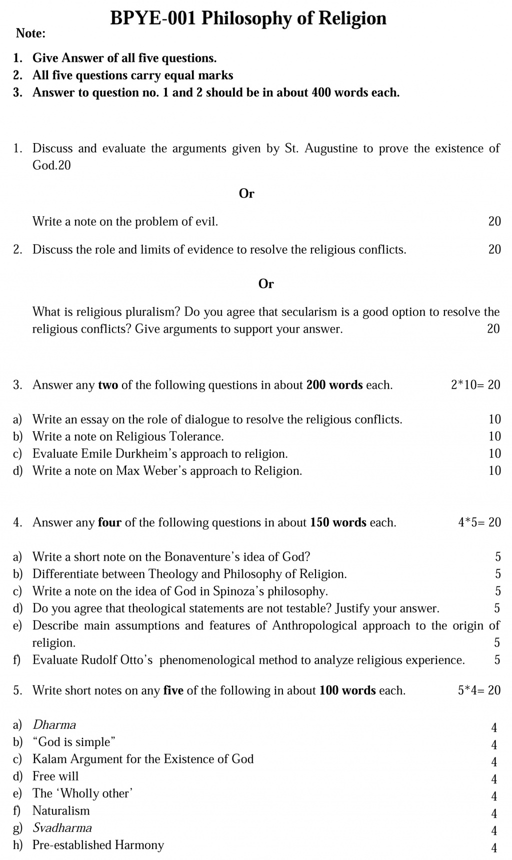 BPYE-01 - Philosophy of Religion-December 2022 - June 2023