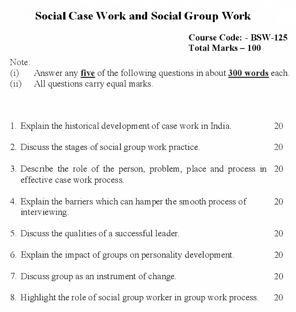 IGNOU BSW-125 - Social Case Work and Social Group Work Latest Solved Assignment-July 2022 – January 2023