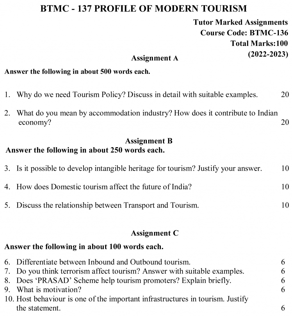 BTMC-137 - Profile of Modern Tourism-July 2022 – January 2023