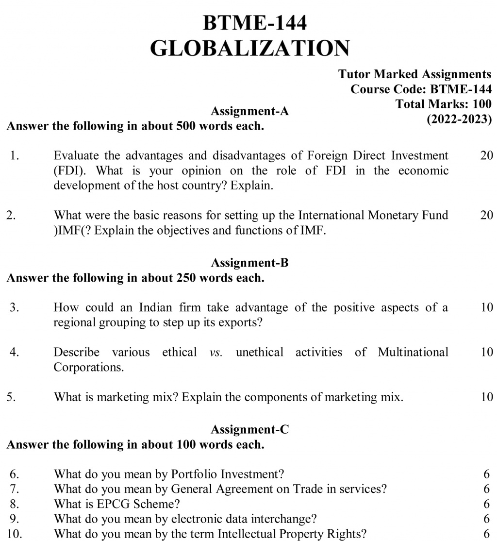 BTME-144 - Globalization-July 2022 – January 2023