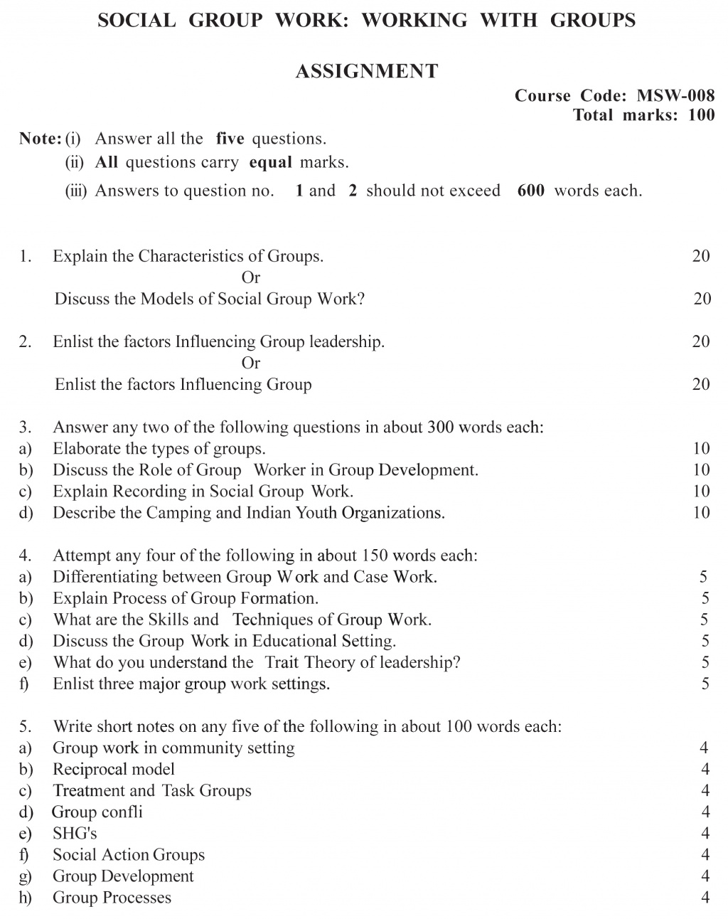 IGNOU MSW-08 - Social Group Work: Working with Groups, Latest Solved Assignment-July 2022 – January 2023