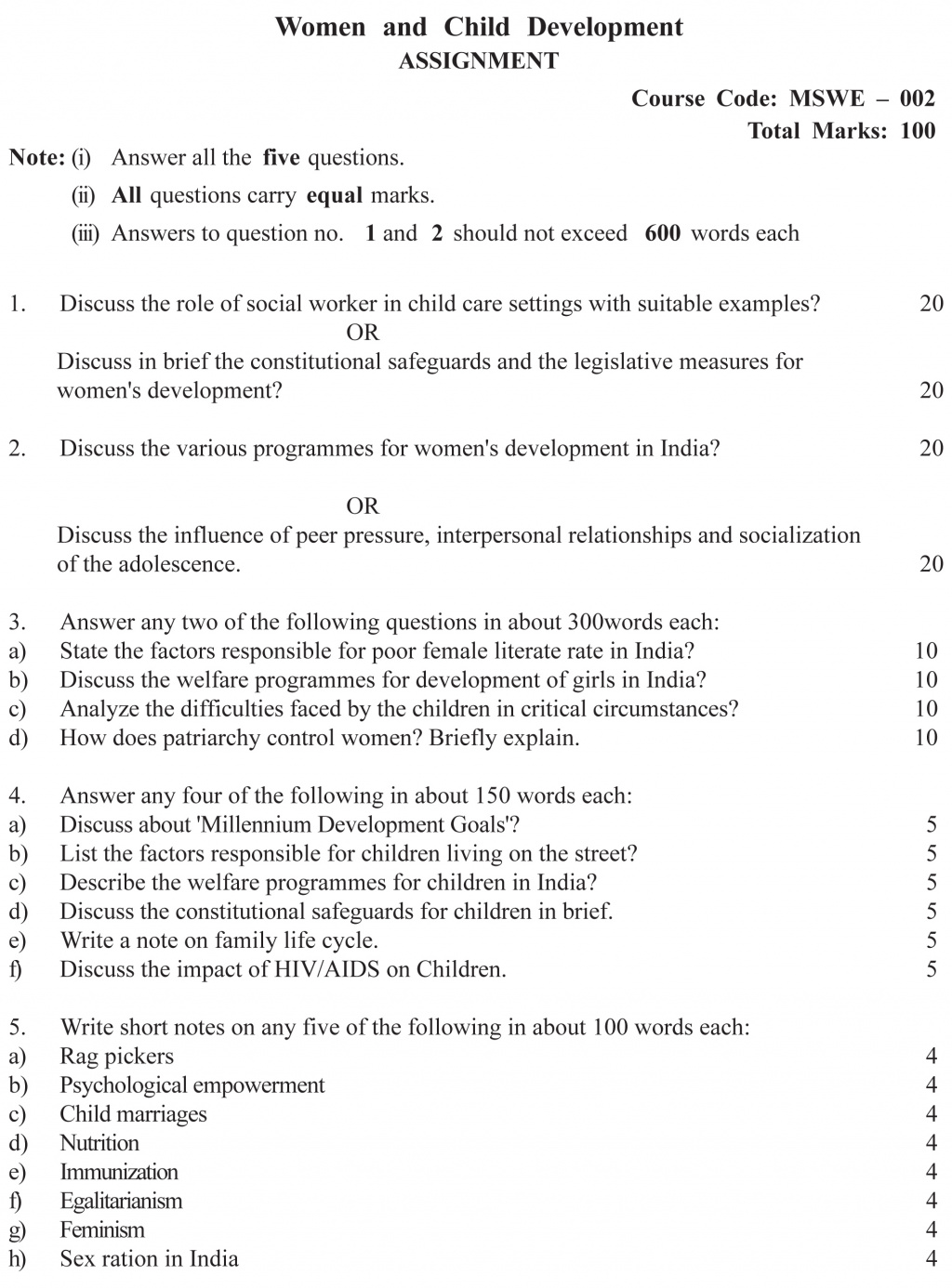 IGNOU MSWE-02 - Women and Child Development, Latest Solved Assignment-July 2022 – January 2023