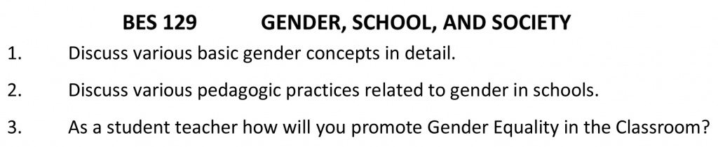 BES-129 - Gender, School and Society-January 2022