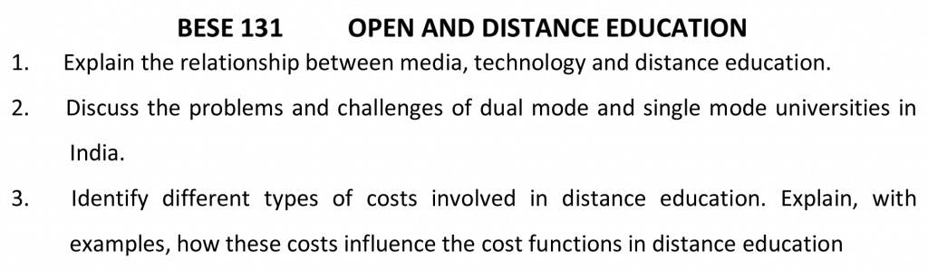 BESE-131 - Open and Distance Education-January 2022