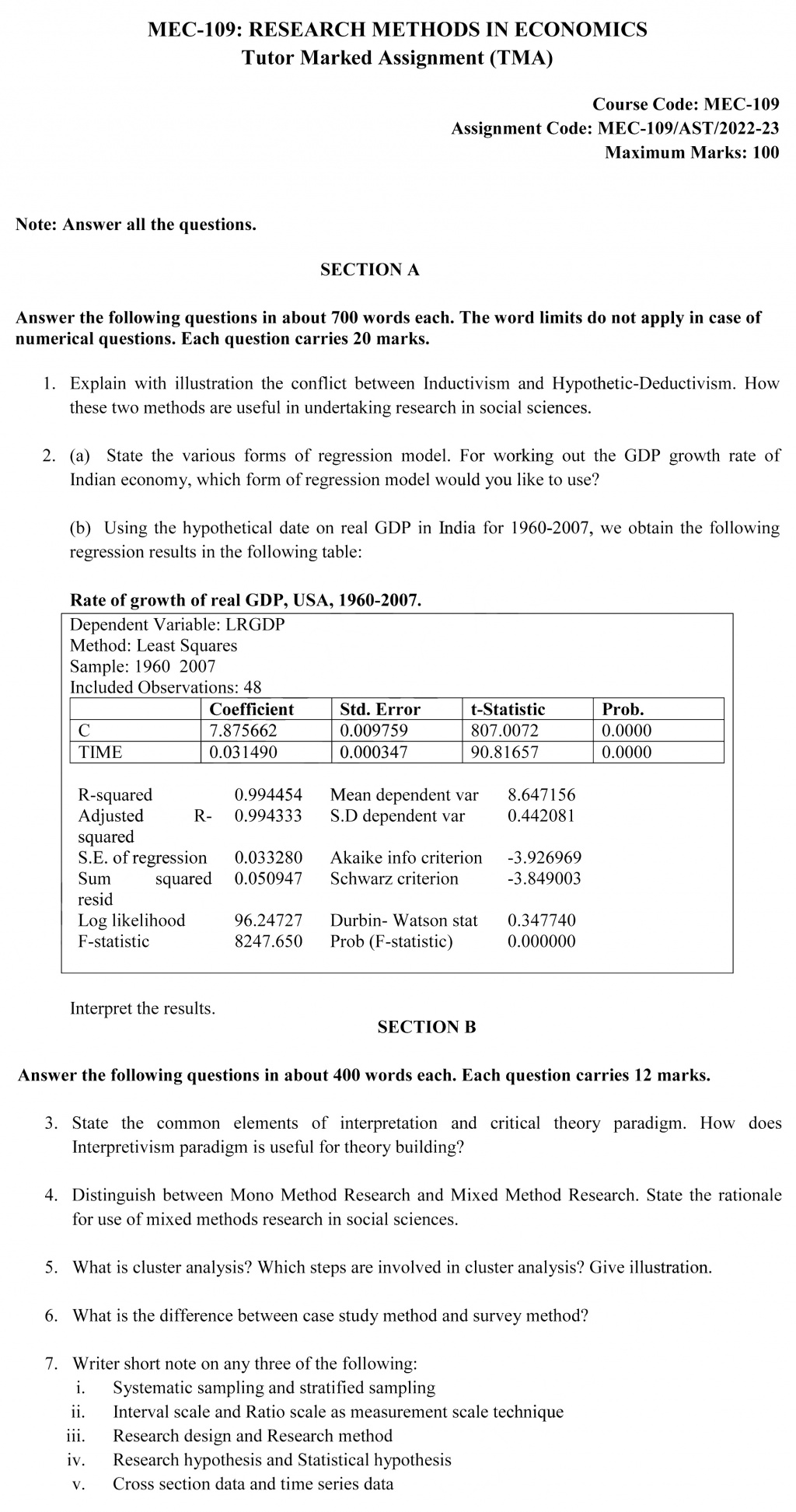 IGNOU MEC-109 - Economics of Social Sector and Environment Latest Solved Assignment-July 2022 – January 2023