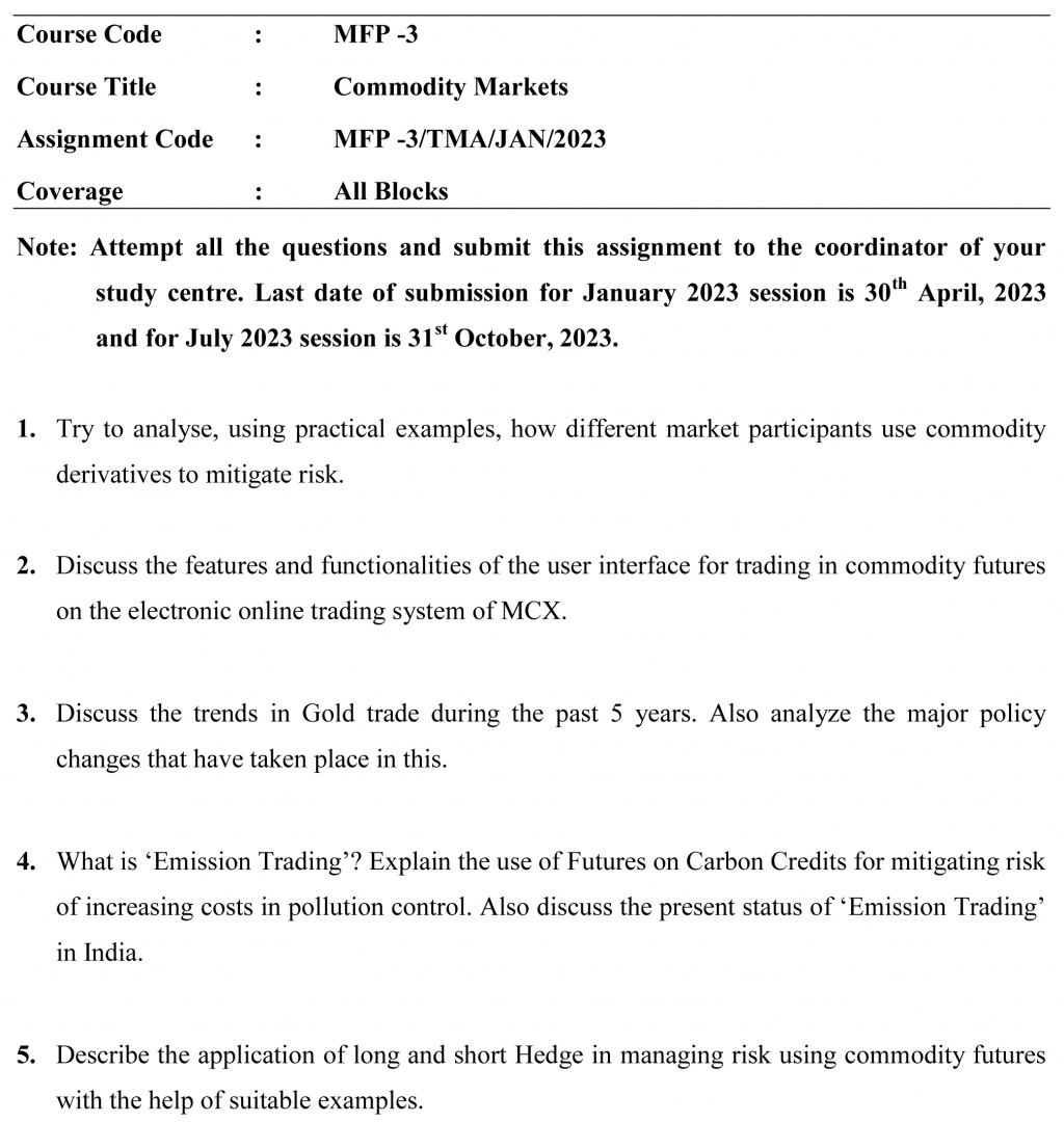 MFP-03 - Commodity Markets-January 2023 - July 2023