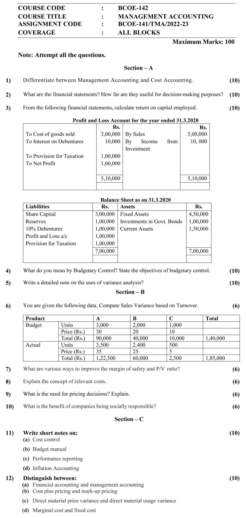 IGNOU BCOE-142 - Fundamentals of Financial Management, Latest Solved Assignment-January 2023 - December 2023