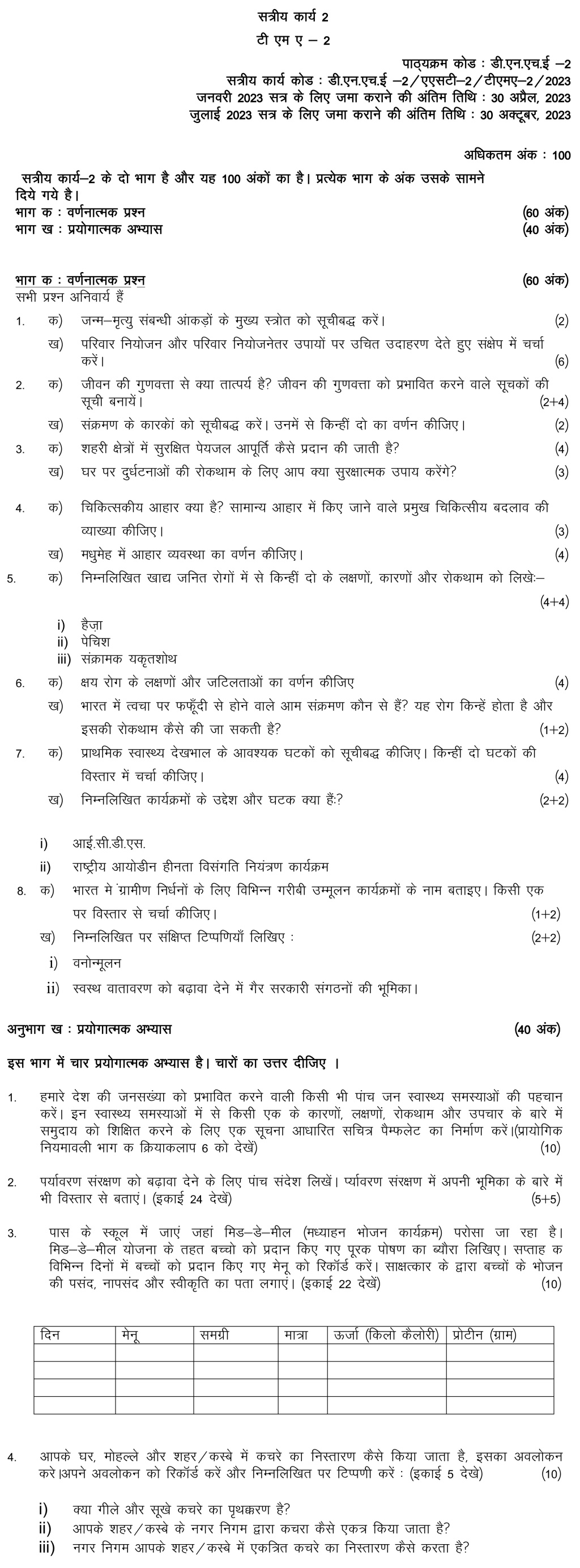 IGNOU DNHE-02 - Public Health and Hygiene, Latest Solved Assignment-January 2023 - July 2023