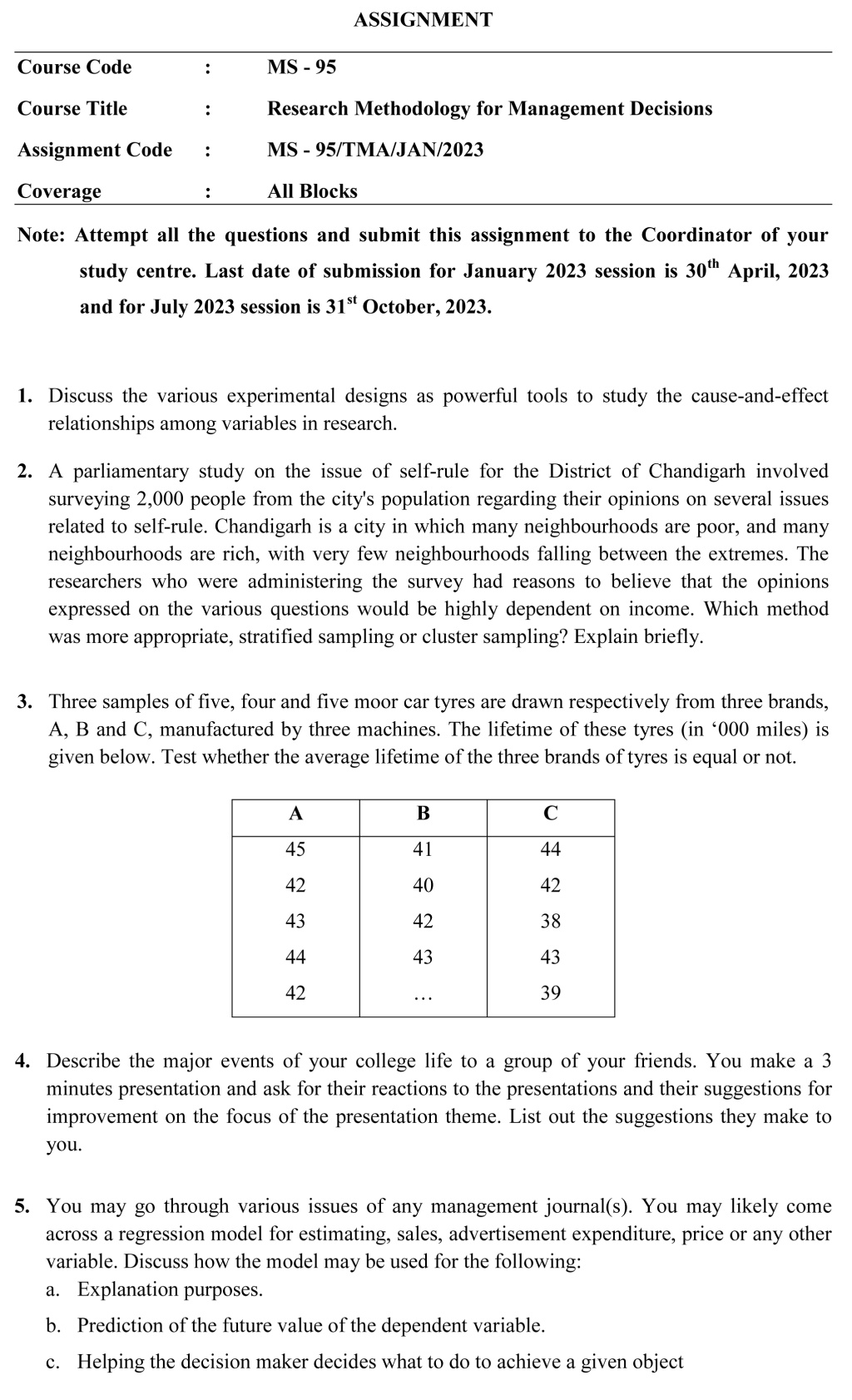 IGNOU MS-95 - Research Methodology for Management Decisions Latest Solved Assignment-January 2023 - July 2023