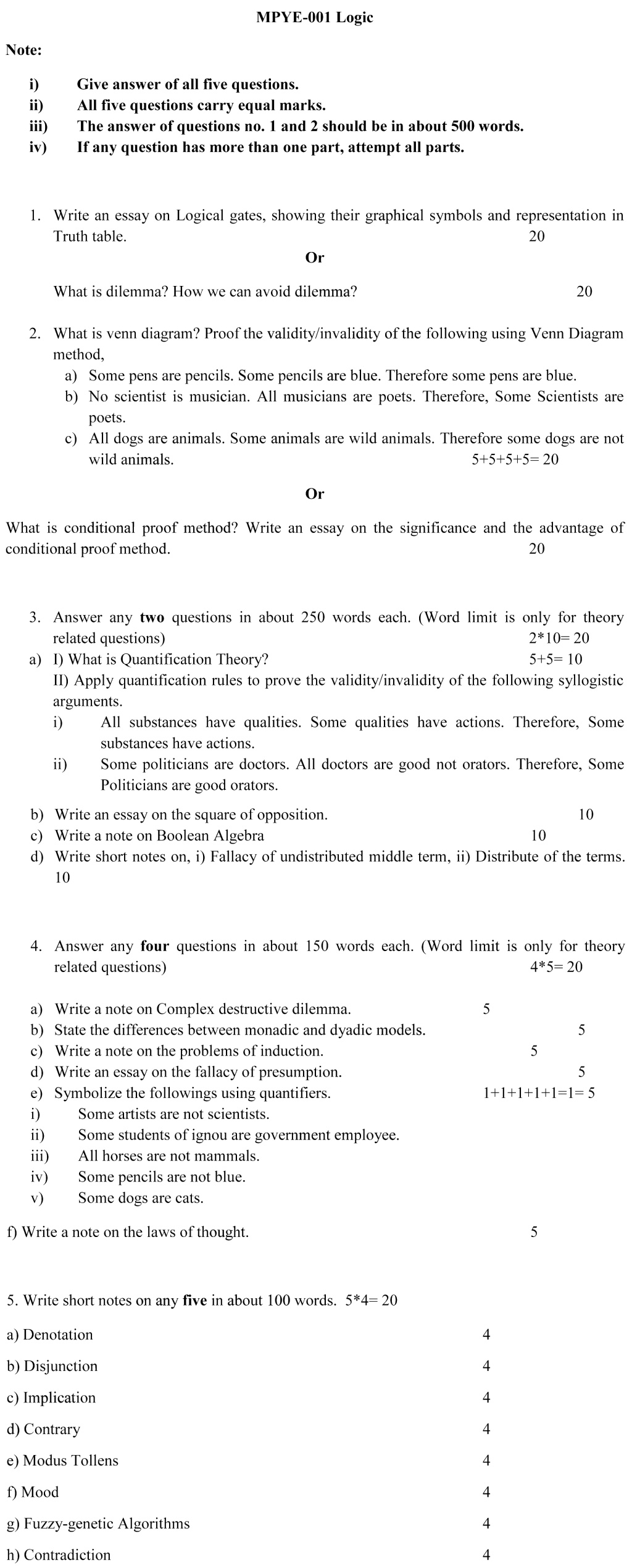 IGNOU MPYE-01 - Logic Latest Solved Assignment-December 2022 - June 2023